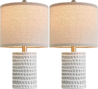 PORTRES 18.25" Modern Accent Ceramic Table Lamp Set of 2 for Bedroom White Desk Decor Bedside Lamps for Living Room Study Room Office Dorm Farmhouse Nightstand Lamp End Table Lamps