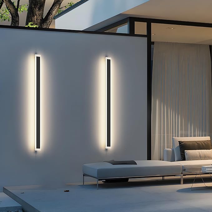 Long Outdoor Wall Light 47.2In 4000K,Modern Black Exterior Wall Mount Outdoor Lighting IP65 Waterproof for Porch Courtyard,1Pack