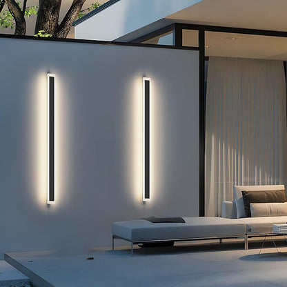 Long Outdoor Wall Light 47.2In 4000K,Modern Black Exterior Wall Mount Outdoor Lighting IP65 Waterproof for Porch Courtyard,1Pack