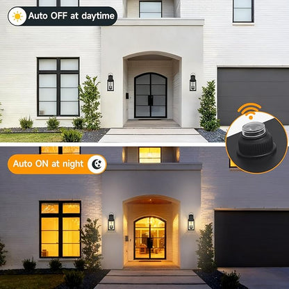 tewei Dusk to Dawn Outdoor Lighting Fixture, 20'' Large Porch Lights Outdoor Sconce Lights, 2-Light Black Exterior Lights for House Waterproof Outside Patio Lanterns for House Garage, 1-Pack