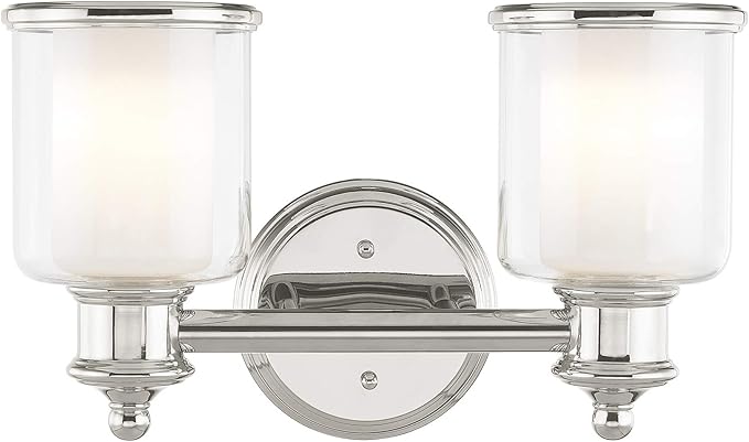 Livex Lighting 40212-35 Transitional Two Light Bath Vanity from Middlebush Collection in Polished Nickel Finish 14.5 x 6.5 x 9