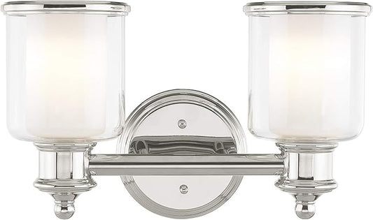 Livex Lighting 40212-35 Transitional Two Light Bath Vanity from Middlebush Collection in Polished Nickel Finish 14.5 x 6.5 x 9