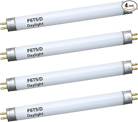 OHLECTRIC F4T5/CW Linear Fluorescent Tube 6-Inch (4-Pack) T5 4W Straight Bulbs Cool White Camping Lantern Bulb Linear Bulbs, High Output Under Cabinet Bulb, G5 Base 4100K