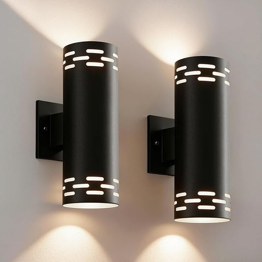 Modern Outdoor Wall Lights,Stainless Steel, 23W 3000K Integrated LED Cylinder Up Down Wall Sconce Porch Lighting IP65 Waterproof Patio Wall Light Fixture for House Porch Entryway
