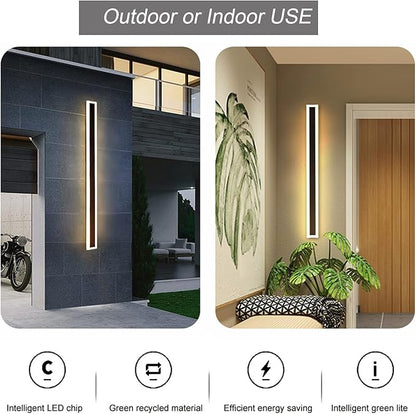 2Pack 47.2INCH Long Outdoor LED Wall Lights,38W Waterproof IP65 Warm White led Wall Light Rectangular Black Wall Light,led Porch Lights Outdoor Wall Elegant Frosted White Acrylic Anti Rust