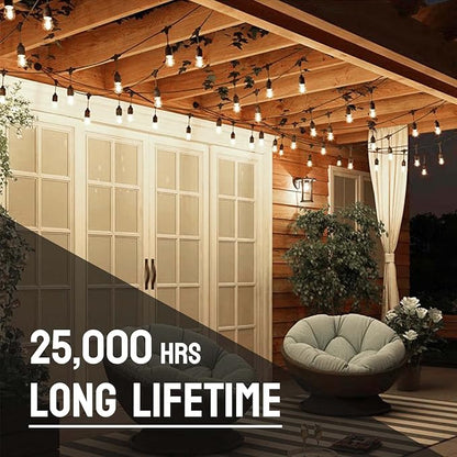 30-Pack LED Outdoor String Light Bulbs, Waterproof S14 Replacement Bulb, E26 Base, 1W 120V, 2700K Warm White