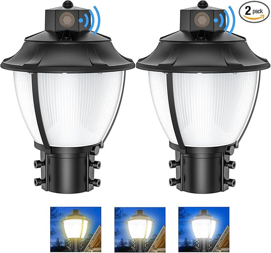 2Pack Post Top Light with Dusk to Dawn Photocell, ETL&DLC Listed 100W/80W/60W LED Pole Area Lights 5000K/4000K/3000K Outdoor Post Lights for Parking Lot Yard Garden, IP65 Waterproof AC100-277V