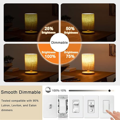 3.2 Inch 2200K Amber White E26 LED Bulb 60 Watt Equal, AC 120V 600LM Edison Bulbs Dimmable, 6W T10 T30 Tubular Filament Light Bulbs Glass for Fan Pendant Wall Light, UL Listed-4 Pack