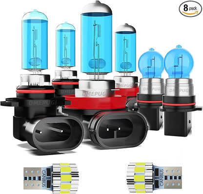 Headlight Bulbs License Plate Lights Compatible With GMC Yukon 2015-2018, 9005 High Beam + H11 Low Beam + PSX26W Fog Lights Halogen Light Bulb + License Plate Lights, Pack of 8
