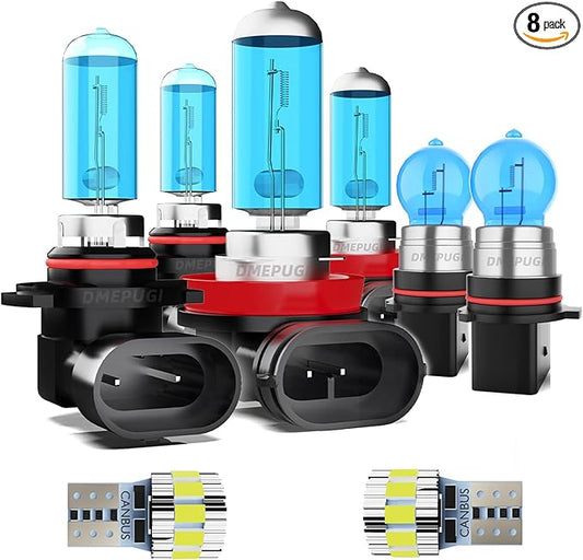 Compatible With Chevy Suburban 2015-2020 Headlight Bulbs License Plate Lights, 9005 High Beam + H11 Low Beam + PSX26W Fog Lights Halogen Light Bulb + License Plate Lights, Pack of 8