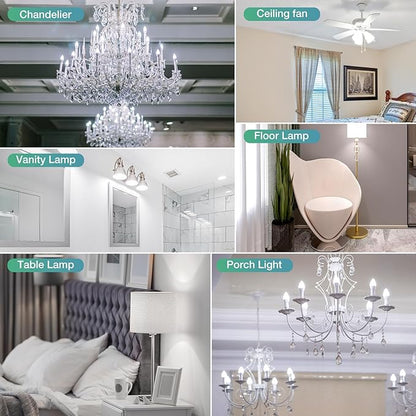 60 Pack Chandelier Light Bulbs, 60 Watt Equivalent, 5.5W E12 LED Candelabra Light Bulbs, Daylight White 5000K B11 Ceiling Fan Bulb, Type b Shape, 650 Lumen, 120V, Non-Dimmable