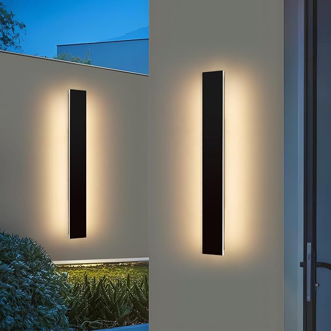 Mikeru Upgraded 2 Pack 39.3" Long & 4.3" Wide LED Wall Sconce, 10%-100% Dimming + 3000K-6000K Adjustable, IP65 Waterproof Outdoor Light Fixtures Cover US Junction Box for Porch, Garage, Basement