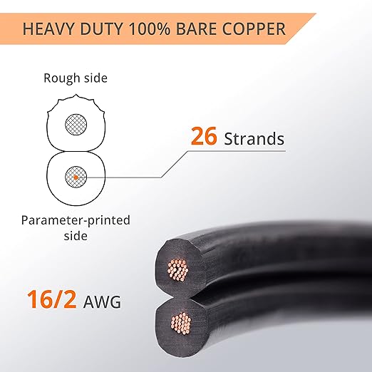 Wirefy 16/2 Low Voltage Landscape Wire 50 ft | Low Voltage Landscape Lighting Wire | Pure Copper | Outdoor Direct Burial | 16-Gauge 2-Conductor 50 Feet | UL Listed
