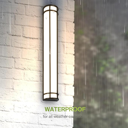 ASD LED 36" Half Cylinder Wall Light Fixture, Outdoor Patio Sconce | 3CCT, Stainless Steel, Waterproof, Energy Star, ETL Listed | 28W 2500LM 3000-5000K 100-277V | Exterior Lighting | Black