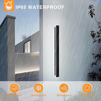 Modern Black Outdoor Wall Lights for House 47.2" Garage Exterior Lighting Fixtures LED IP65 Outdoor Wall Light Dimmable 3000K-6000K Long Strip Anti-Rust Wall Lamp for Patio Passage Porch