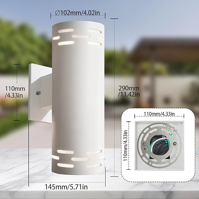 Modern Outdoor Wall Lights,Stainless Steel, 23W 3000K Integrated LED Cylinder Up Down Wall Sconce Porch Lighting IP65 Waterproof Patio Wall Light Fixture for House Porch Entryway