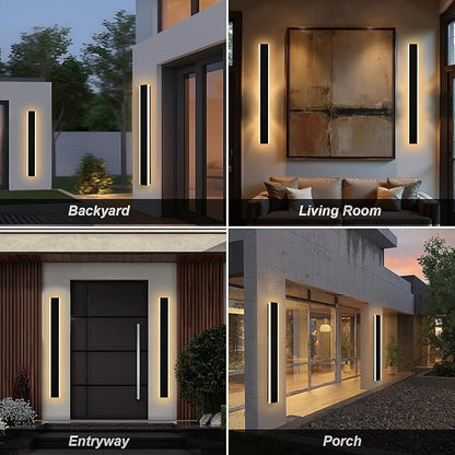 Yaohong 2 Pack 40 Inch Modern LED Long Outdoor Wall Lights, Black 3000K-6000K Dimmable Exterior Lights for House, Outdoor Wall Sconce IP65 Waterproof Anti-Rust, Linear Long Wall Light for Porch Garage