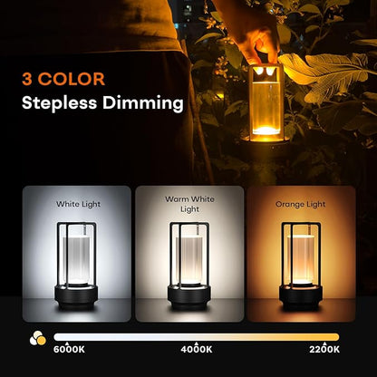 Cordless Portable LED Table Lamp, Rechargeable Battery Operated Desk Lamp with Touch Sensor, 3-Way Dimmable Suitable for Bars/Cafes/Restaurants/Bedrooms/Camping (Grey)