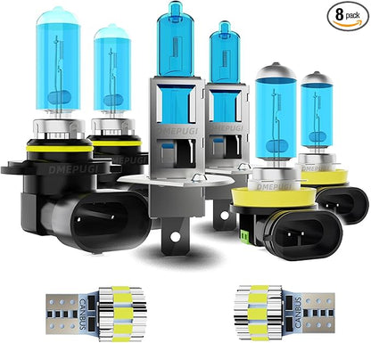 Light Bulbs Compatible with Nissan Altima 2005-2006, High Performance Halogen Headlight Bulb And License Plate Lights Combo, 9005 H1 H11 High Low Beam Fog Lights, Plug and Play, Pack of 8
