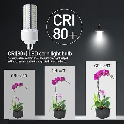 2 Pack LED Corn Light 600W Equivalent LED Corn Bulb 7500 Lumen 60W Large Area Cool Daylight White E26/E27 Medium Base for Garage Backyard Bedroom Warehouse Factory Workshop Street