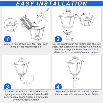 LED Post Top Light 120W/100W/80W Power Tunable, 3CCT 3000K/4000K/5000K Outdoor Post Pole Lights, IP65 Waterproof LED Parking Lot Light for Garden Yard Street Lighting, AC100-277V UL DLC Listed