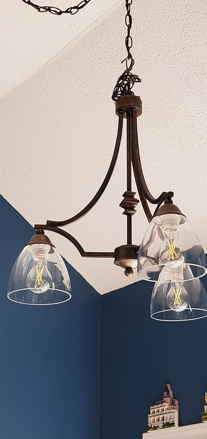 Bell Shade Lighting Fixture Glass Shade Replacement, 5.9"W x 5"H, 1-5/8 Inch Fitter, 3 Pack Clear Glass Shade Globe Cover for Chandelier Pendant Light Wall Sconce