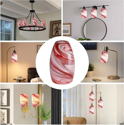 Glass Pendant Lamp Shade 4.72" Art Glass chandeliers Cover,Burgundy Marble Pendant Light Shade Mini Oval Light Shade Replacement Shade Only Light Fixtures for Kitchen Island pendant light