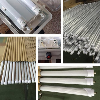 8ft 5000K T8 LED Tube Light for Garage Daylight White 45W Replacement 100 Watt Fluorescent Tube Lamp, Double-Ended Power, Frosted Cover, Single Pin FA8 Base Pack of 25