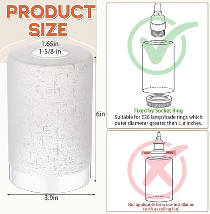 3 Pcs White Linen Frosted Glass Shade Replacements for Pendant Light Fixtures Glass Lamp Shade Cover, 1-5/8 Inch Fitter E26 Base, 4"w x 6"h, Replacement Lamp Globe for Chandelier Wall Sconce
