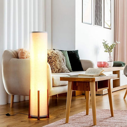 Brightech Parker Paper Lantern Floor lamp, 48 Inch Tall Lamp with Wood Frame, Asian Design for Bedroom, Decorative Tower Shade Lamp for Living Rooms & Offices, Great Living Room Décor