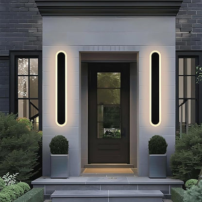 BONLICHT 1 Pack Outdoor Long Wall Lights 32in Dimmable 5CCT Modern Led Wall Lighting Black Wall Mount Linear Exterior Lights Ip65 Waterproof Exterior Sconces Wall Lamp for Front Door Garage Bathroom