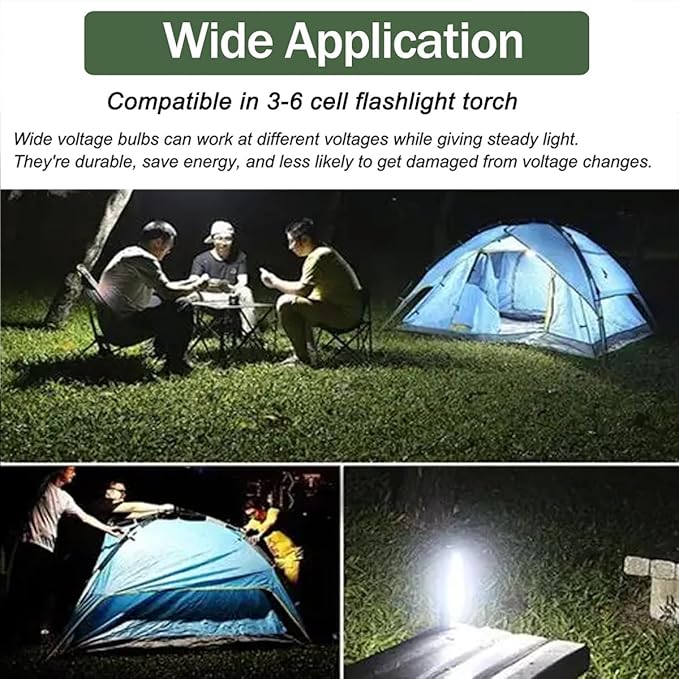2Pcs 4-12V Wide Voltage LED Bulb P13.5S Replacement for Vintage Bike Lamps, MX-993/U Military Torches & 4-6 Cell Maglite - Tactical Flashlight Replacement KPR113/K13/K15 Compatible