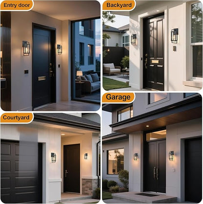 ALVIME Outdoor Wall Lights, Exterior Light Fixture, Waterproof Exterior Wall Sconce, Porch Outside Lights for House, Entryway, Front Door, Backyard, Patio, Garage, E26 Base&High Strength Clear Glass