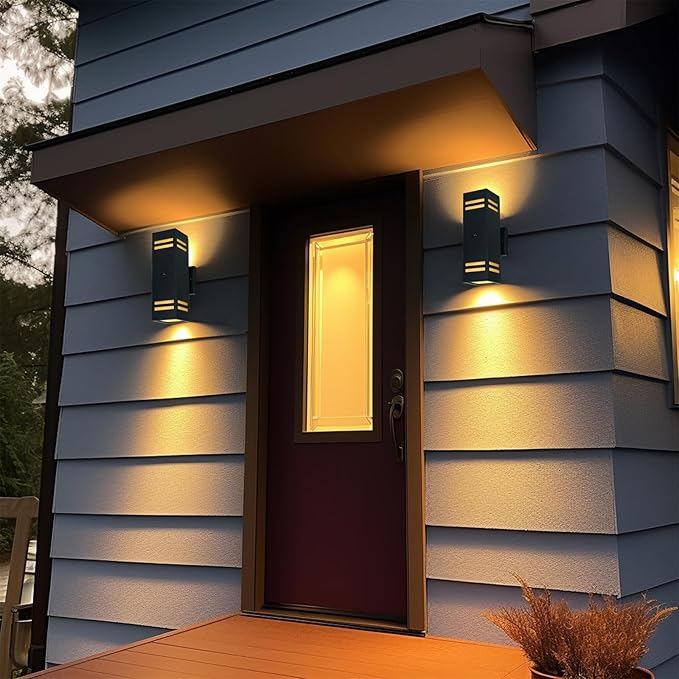 Motion Sensor Outdoor Light with 25ft Detection Range, 3 Lighting Modes Dusk to Dawn Porch Light, Waterproof Wall Sconce for Large Yard, Patio, Garage, Front Door, ETL Listed