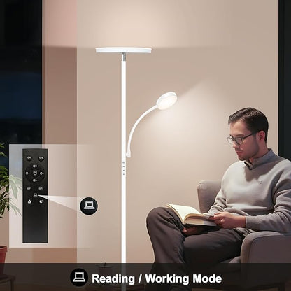 Floor Lamp,Upgraded 42W/4200LM Super Bright Floor Lamp,2-in-1 LED Dimmable Standing Lamp with Reading Light,Tall Standing Lamp with Stepless Dimmable,Modern Floor Lamps for Living Room,Bedroom,Office