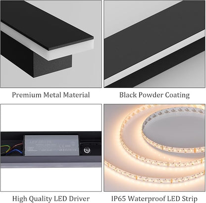 56In Long Outdoor Light,IP65 Waterproof Modern Exterior Lighting Fixture 3000K Linear Outdoor Light for Porch Courtyard