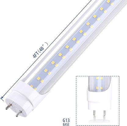 T8 LED Light Bulb 4FT, Ballast Bypass Required, 2pin G13 End 3360 Lumens, Day White 5000K, Replace 80W Fluorescent Light, Dual-End Powered Clear Cover AC 85-277V 100 Pack