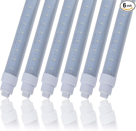 6 pack T10 6FT 48W Led Tube Light Double Sided 360° Rotatable R17D Base Double Rows Led Ballast Bypass 6 Foot Advertisement Sign Lighting 6000k Cool White Striped Cover 100-277V (6ft 48w, 6 pack)