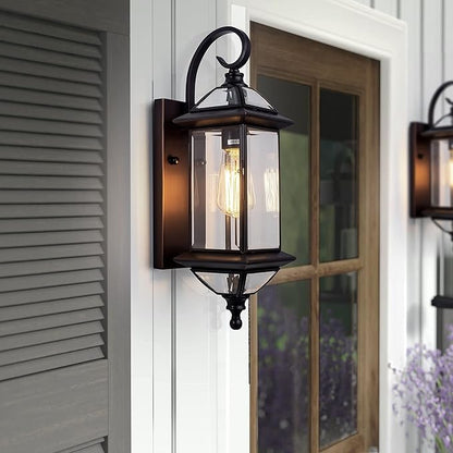 Outdoor Light Fixture 18.5" H Porch Light Oil Rubbed Bronze Outdoor Wall Lights with Clear Glass Waterproof Outside Lights for House Patio Garage Frontdoor 1 Pack Bulb Not Included