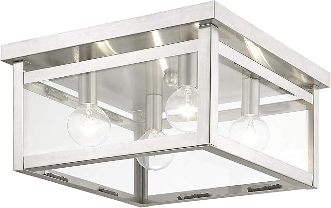 Livex Lighting 4032-91 Milford 4-Light Ceiling Mount, Brushed Nickel, 6.00x11.00x11.00