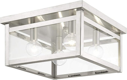 Livex Lighting 4032-91 Milford 4-Light Ceiling Mount, Brushed Nickel, 6.00x11.00x11.00