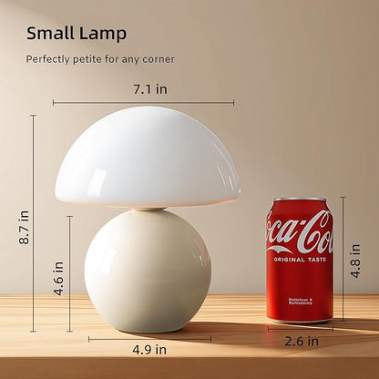 Mushroom Lamp Table Lamp for Bedroom,Desk Bedside Small Lamps for Living Room Night Stands,Mushroom Decor Cute Mini Modern Mid Century Lamps,Unique Aesthetic Home Living Room Decor(White)