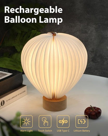Hot Air Balloon Warm Night Light,Dimmable Touch Lamp for Bedroom,Portable Table Bedside Lamp,hot air balloon lantern decor,1200 mAh battery,Portable Camping Lamp for Outdoor,Bedroom,Party Decor