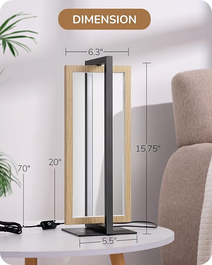 EDISHINE LED Table Lamp, Stepless Dimmable Bedside Lamp, MAX 750LM, 3 Color Temperature, Switch Control Minimalist Nightstand Lamp for Living Room Bedroom Office, Dual-Frame Rectangle