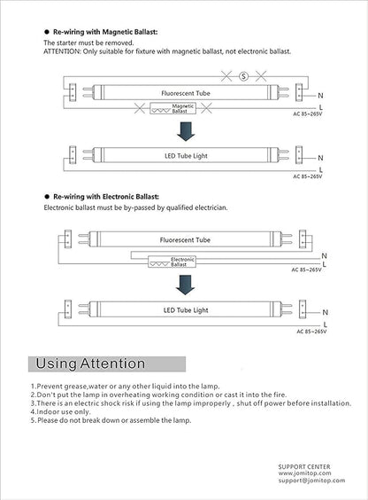 4FT T8 LED Tube Light Two Rows LED Chips, Ballast Bypass Required, 28W, 80W Replacement LED Bulb Lights, 3360 Lumens, Cold White 6000K, Dual-End Powered Clear Cover AC 85-265V Pack of 100