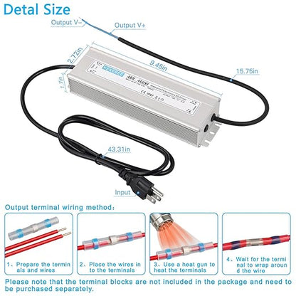 LED Driver 48V400W Waterproof Power Supply AC90-130V to DC48V8.3A Switching Power Supply IP67 Transformer Suitable for Indoor and Outdoor LED Lighting and Any 48V DC Equipment