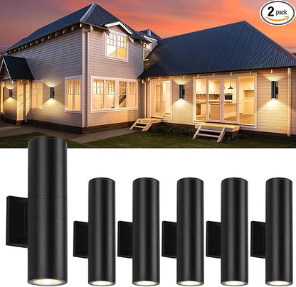 6 Pack 14inch Outdoor LED Wall Lights,Day White 4000K 1800LM Up&Down Outdoor Wall Light Aluminum Body Waterproof IP65 E26 Base led Porch Light for Wall Patio Garage Garden.