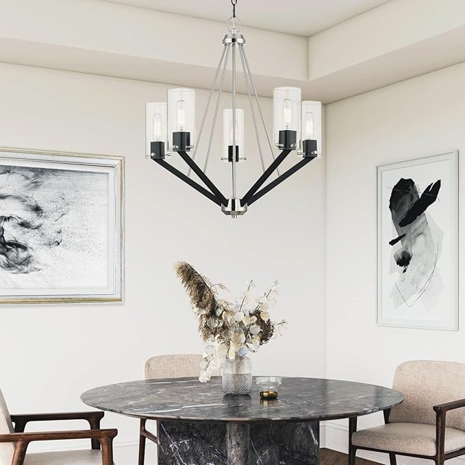Livex Lighting 5 Light Brushed Nickel & Black Chandelier