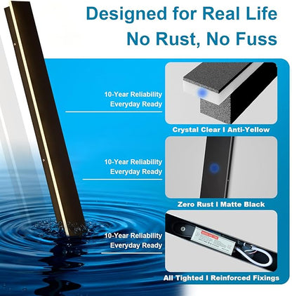 79in Long Outdoor Sconce Lights, Black Modern Outdoor Wall Lights, Waterproof Wall Mounted Lamp, 3000k Linear Wall Led Light Fixtures for House, Garage 60W