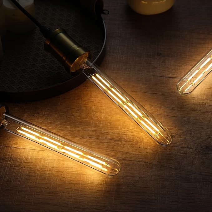 E26 Tubular Led Bulb 8W T10 Dimmable Long Light Bulbs 75 Watt E26 Medium Base 2700k Warm White Edison Lights Bulbs 8.9Inches,6Pack.